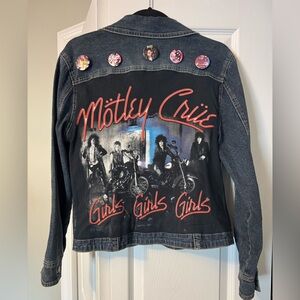Vintage Custom Denim Jean Motley Crue Jacket 1988-89 Real Deal Pins England